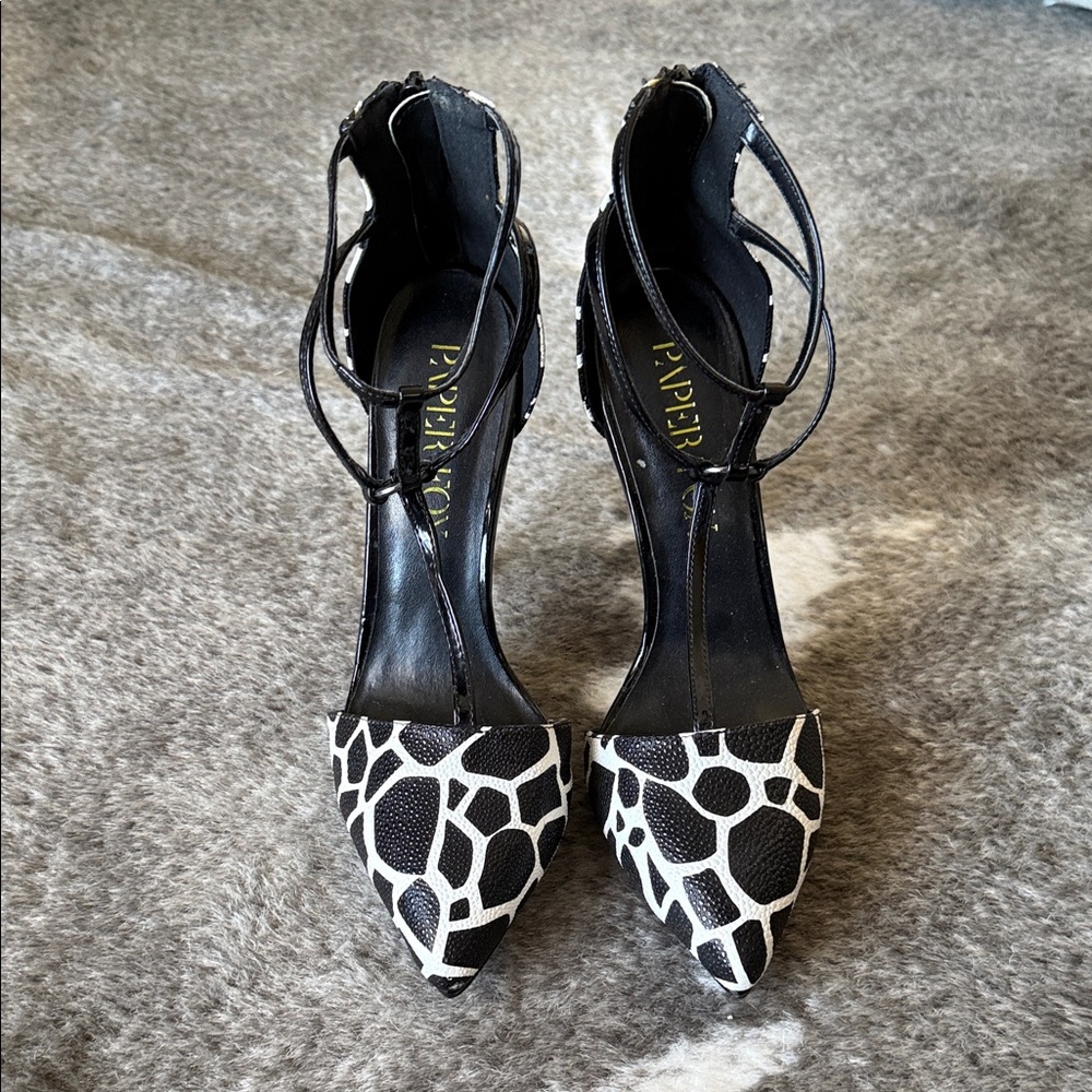 Paper Fox Black and White Patterned Heels